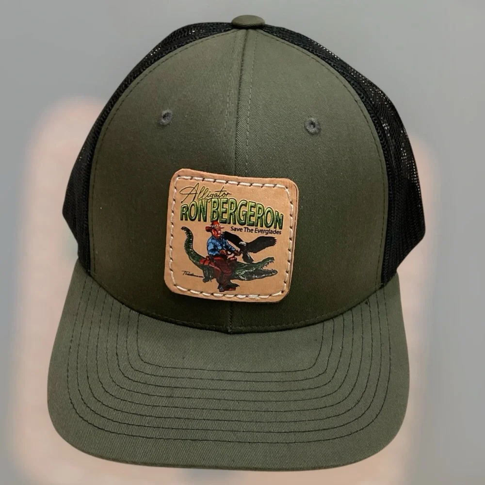 Alligator Row Bergeron Hat, Save the Everglades, Olive Green, Adjustable Size - Picture 1 of 8